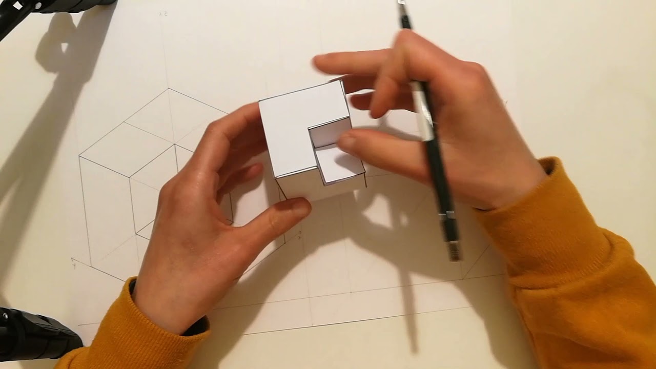 Assonometria cubo senza un pezzetto