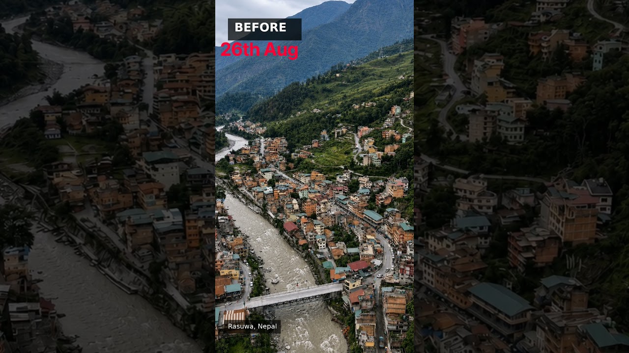 A beautiful riverside town in Rasuwa, Nepal&mdash;before and after disaster changed everything. 🏔️🌊