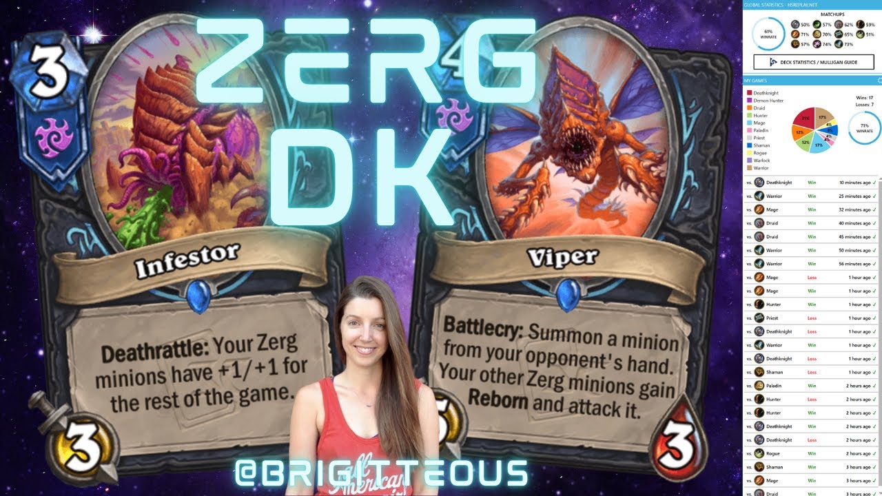 71% Legend WR 17-7 Zerg Death Knight 👾 Hearthstone Heroes of StarCraft deck code, mulls, strats ➡️
