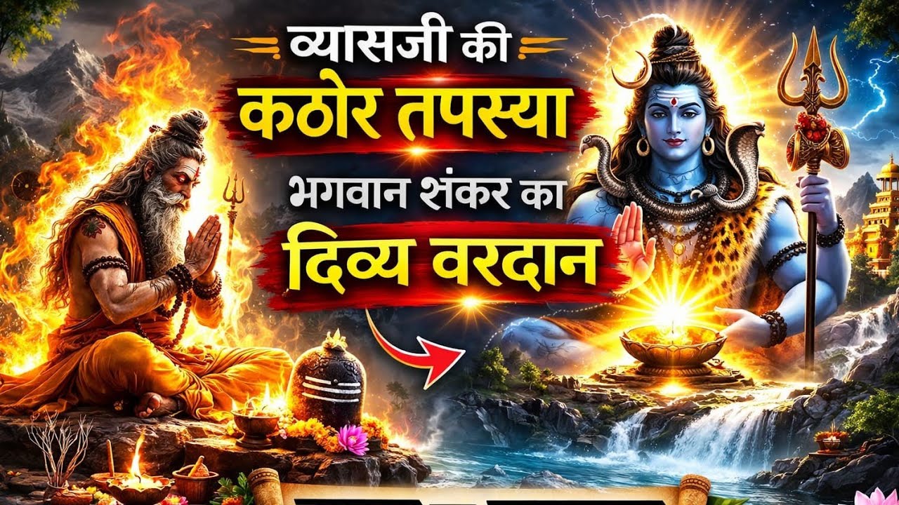 जब व्यासजी की तपस्या से प्रसन्न हुए भगवान शंकर | तपस्या और वरदान दिव्य प्रसङ्ग| श्री राकेश आचार्य जी