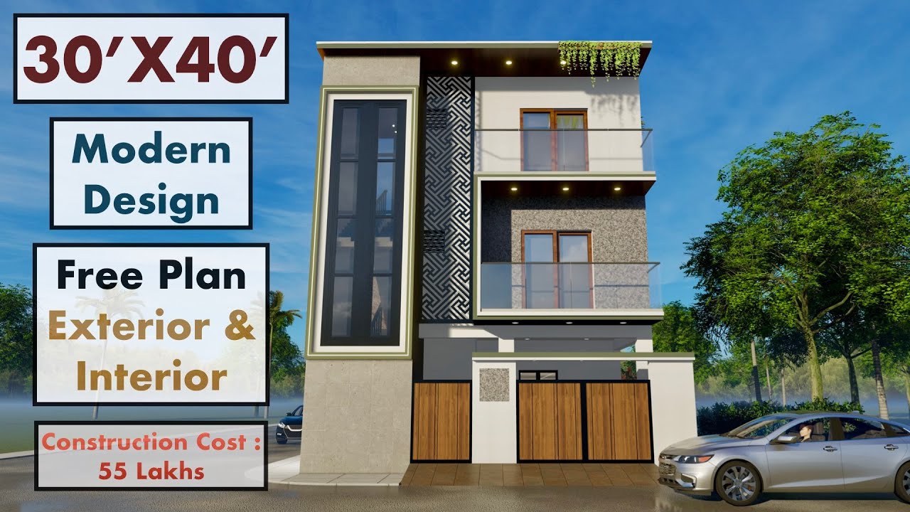 30'X40' Modern House Design with Interior | 1200 Sqft House Plan | 9X12 Meters Design