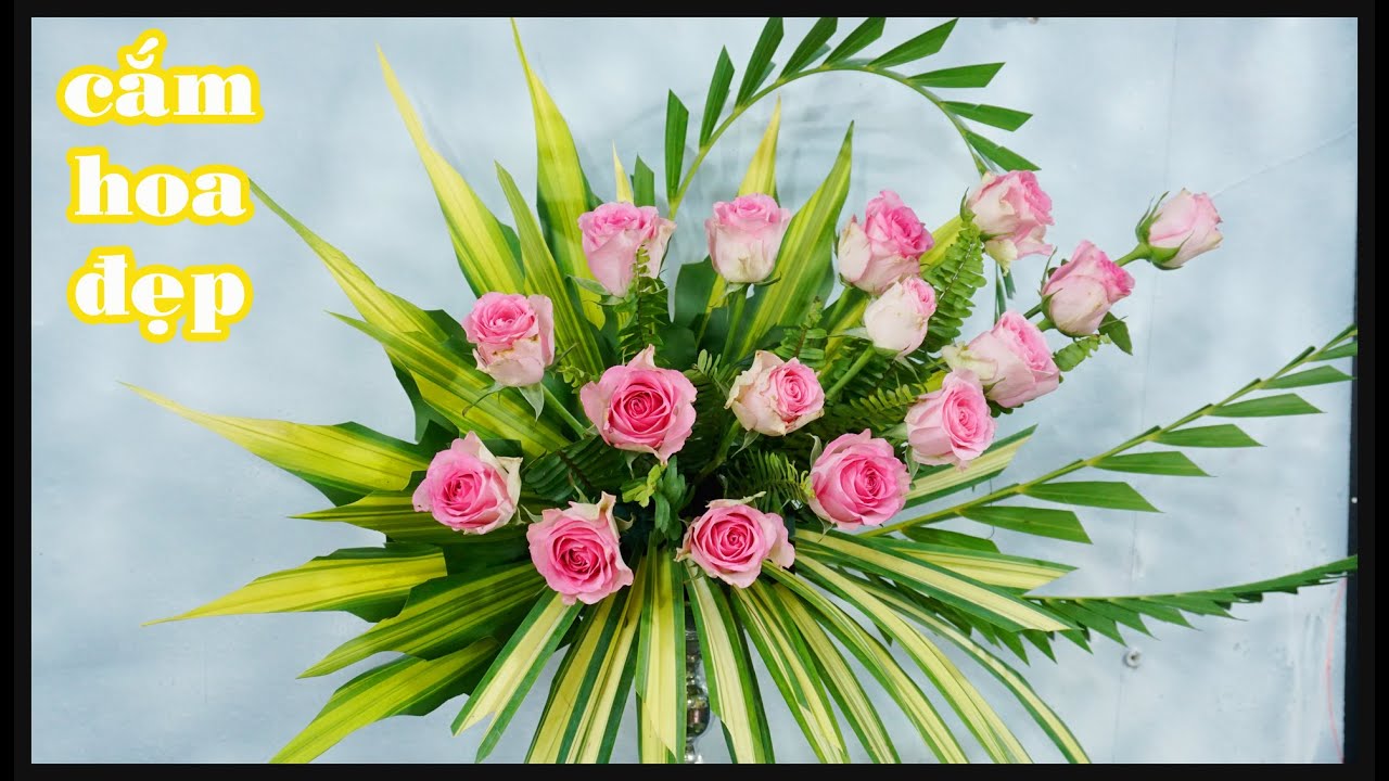Hướng dẫn cắm Bình Hoa Hồng Sen mới và lá Vạn Phát | Flower Arrangement