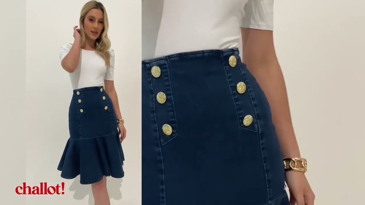 Saia jeans peplum Challot