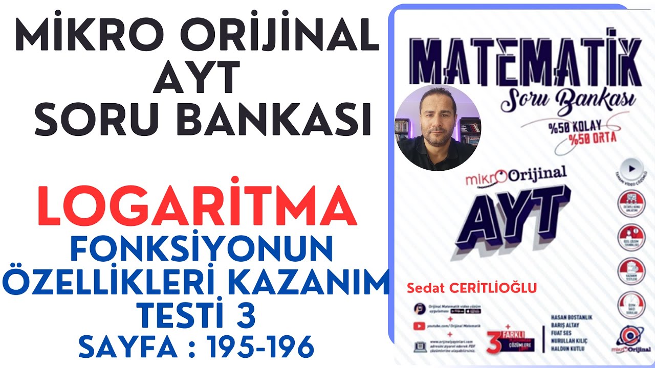 ЛОГАРИФМ | СТРАНИЦА БАНК ВОПРОСОВ MICRO AYT: 195–196 | #originalmath #microoriginal # yks2024