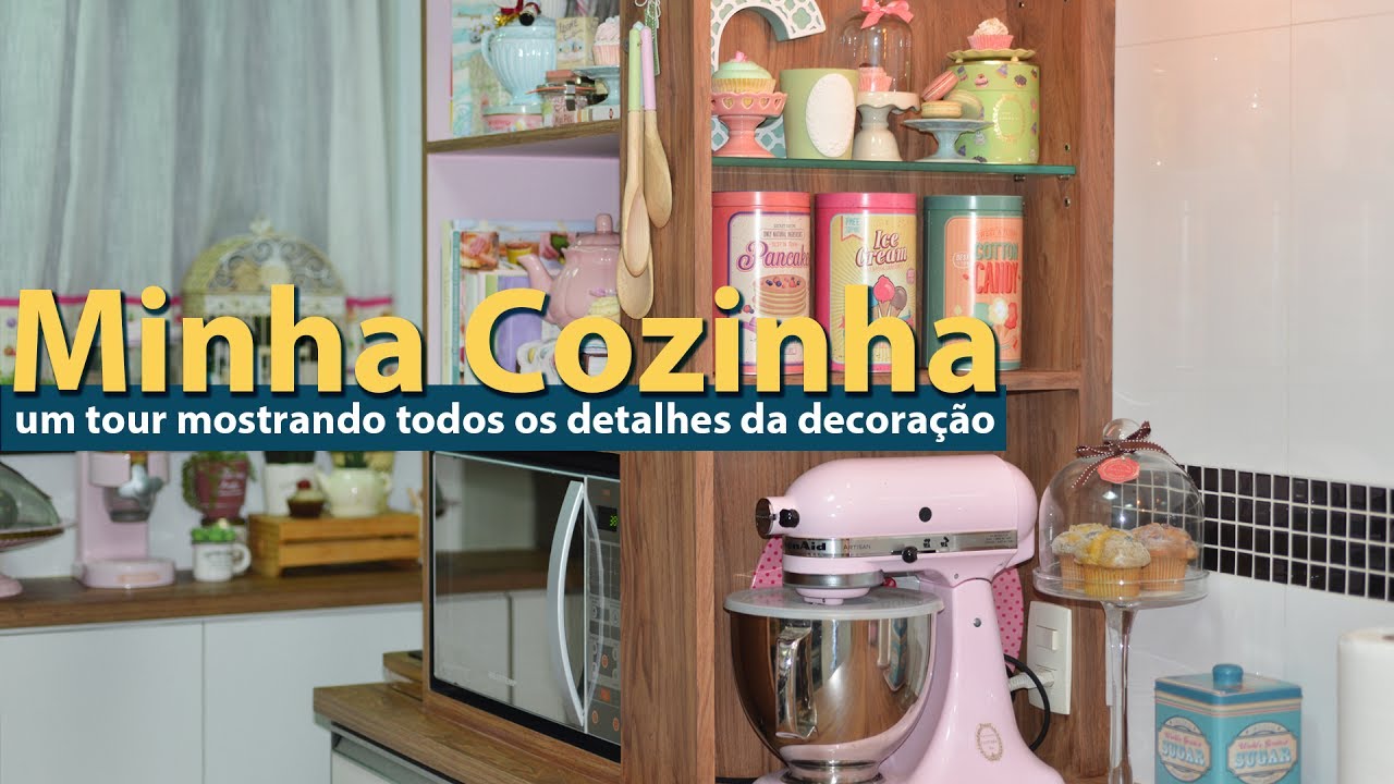 Tour pela minha nova cozinha | Estilo retrô, tons pastel, geladeira rosa e muitas fofuras