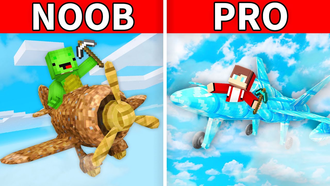 JJ and Mikey - NOOB vs PRO : AIRPLANE Story in Minecraft - Maizen Challenge