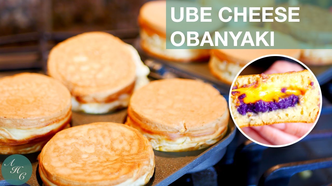 Obanyaki (Imagawayaki - Japanese Wheel Cake) with Ube Cheese fillings