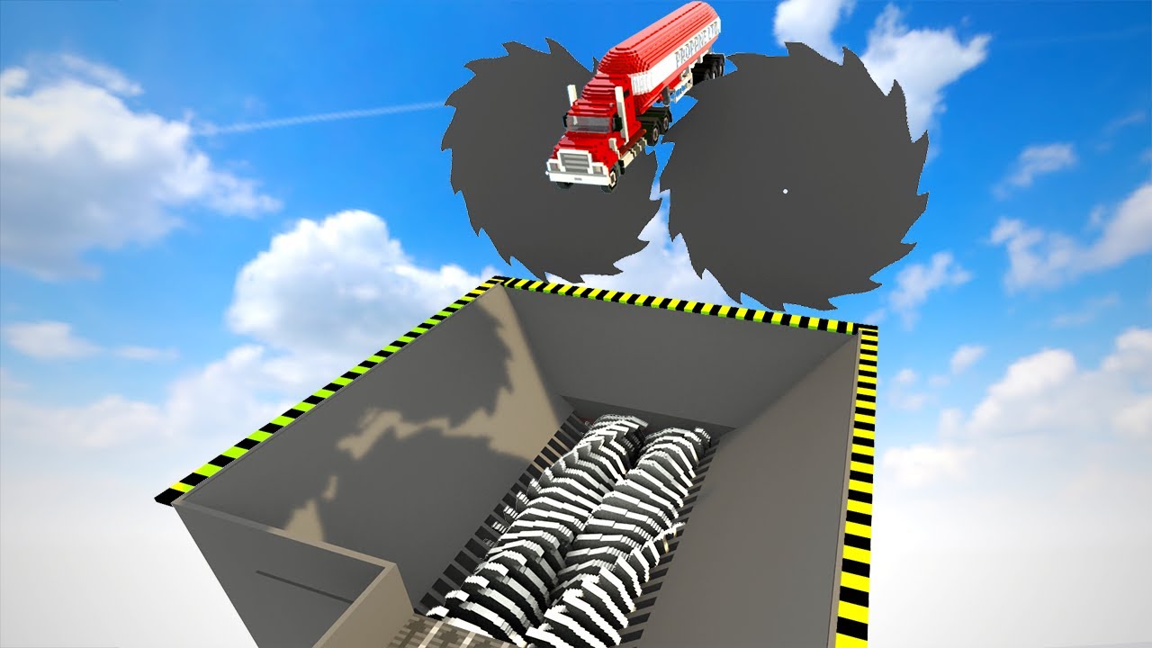 Cars Caught in Vertical Saw and Shredder Factory | Teardown