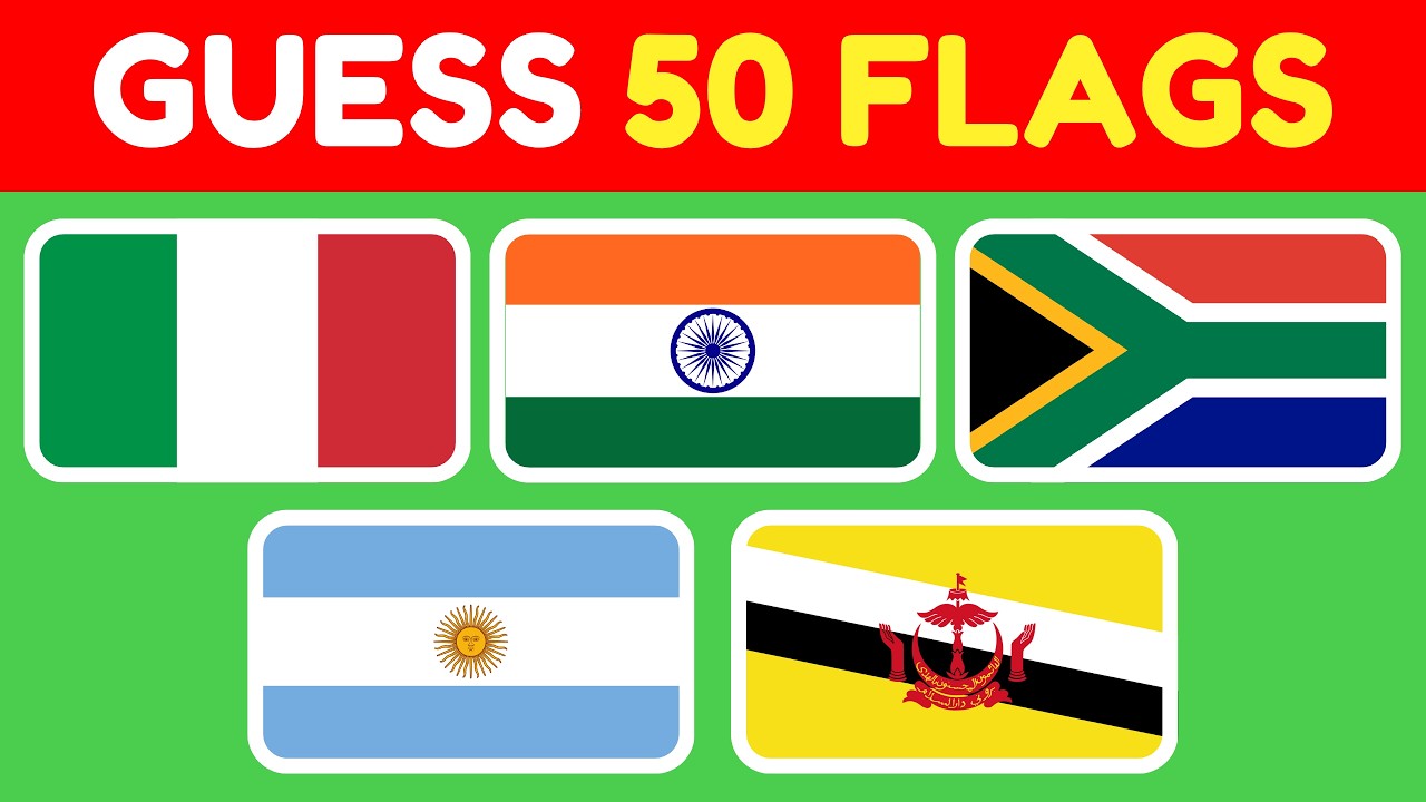 Guess the Flag Quiz: 50 Flags, 5 Categories! 🌍(Can You Get 50/50?)