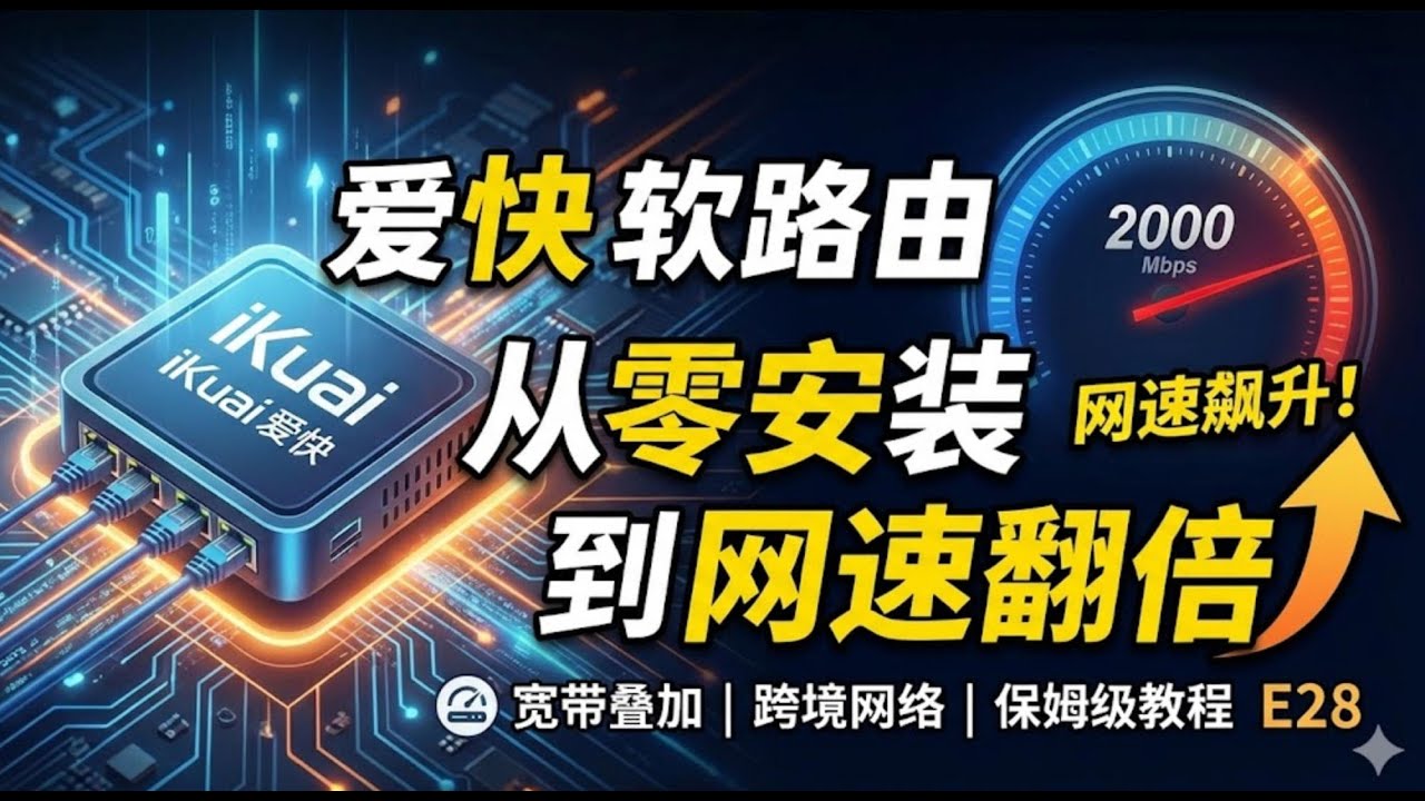iKuai 爱快软路由教程：从零开始安装调试｜我为什么推荐ikuai？爱快软路由安装调试教程｜软路由｜宽带叠加｜宽带提速｜跨境网络｜旁路由｜主路由｜家庭网络配置｜干货技能E28