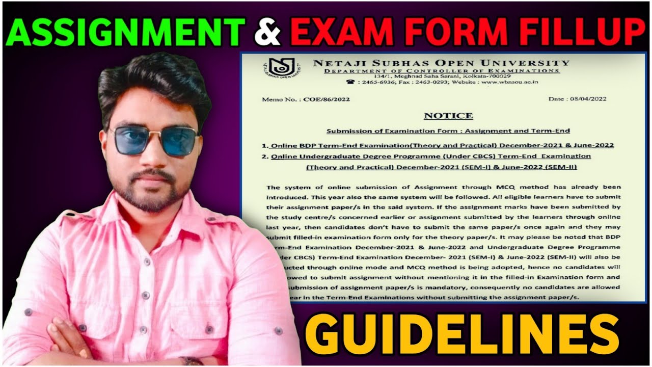 NSOU BDP & UG Assignment Exam 2022 Guidelines | NSOU BDP & UG Exam Form Fillup 2022 Guidelines