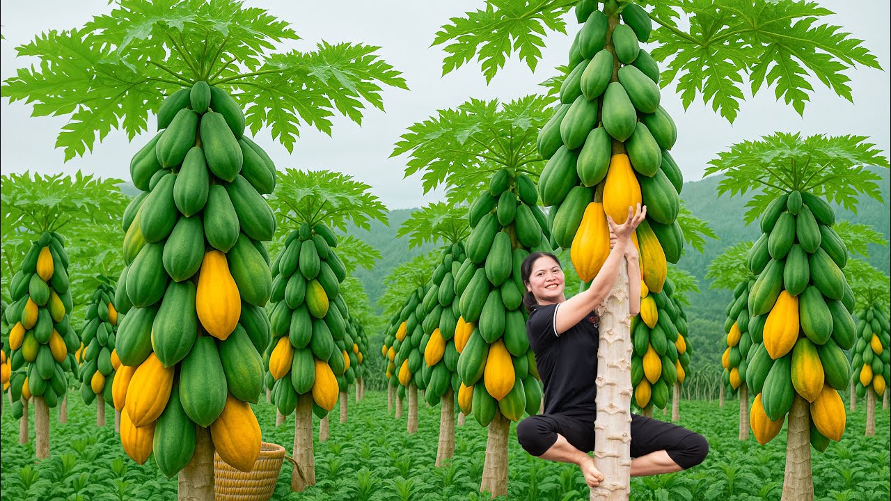 Harvesting Hundreds Papayas On The Mountain & Goes To Market Sell | Countryside Cuisine