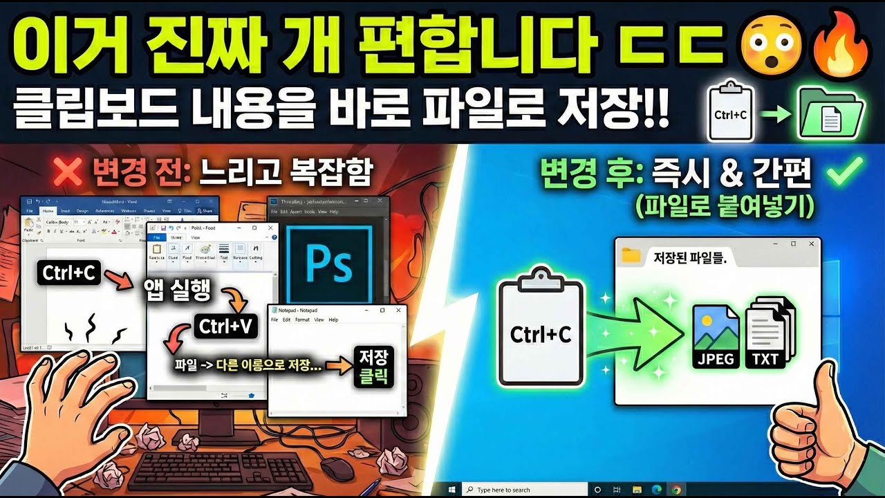 클립보드로 복사한 이미지, 텍스트 정보를 파일로 즉시 저장하는 방법