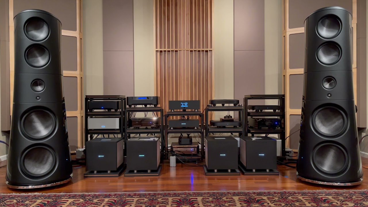 Magico M9 with Taiko Extreme, MSB DAC and Pilium Alexander preamp and four Pilium Hercules monos.