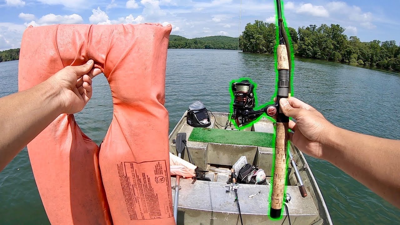 Using a LIFE JACKET to Catch BIG Fish!!! (MacGyver Jon Boat Fishing!)