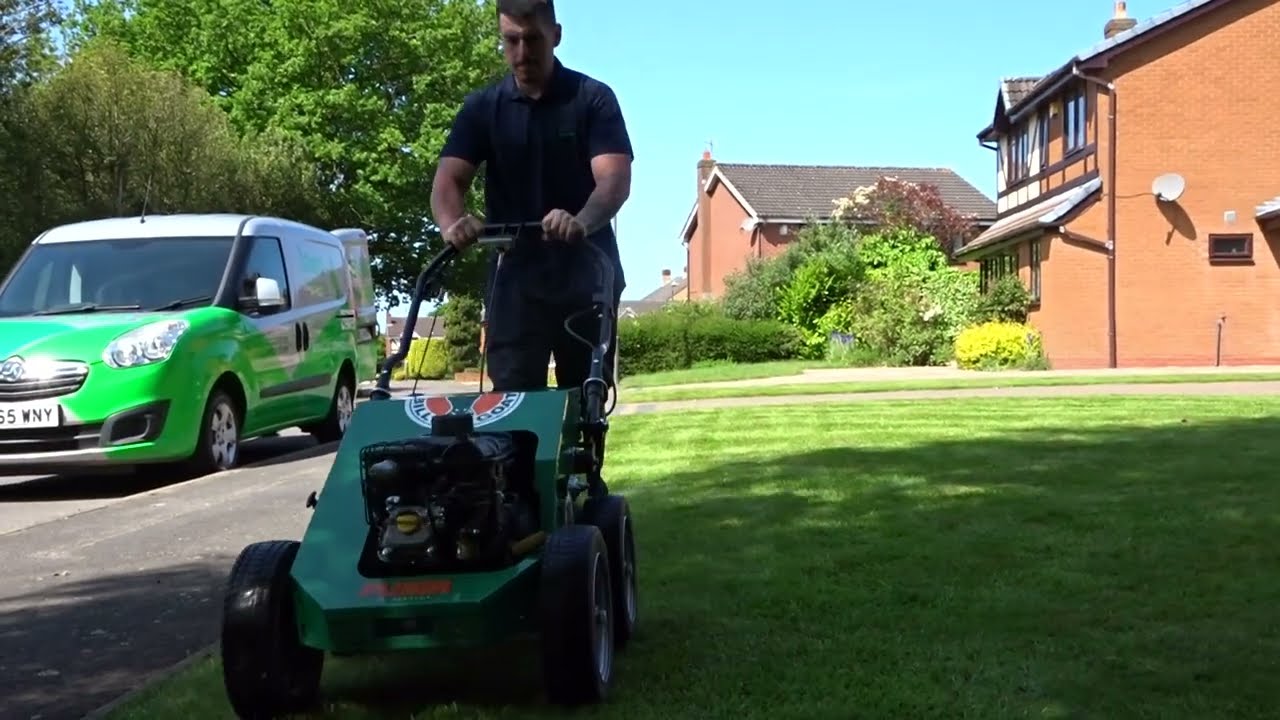 Lawn Aeration with our new Billy Goat lawn aerator