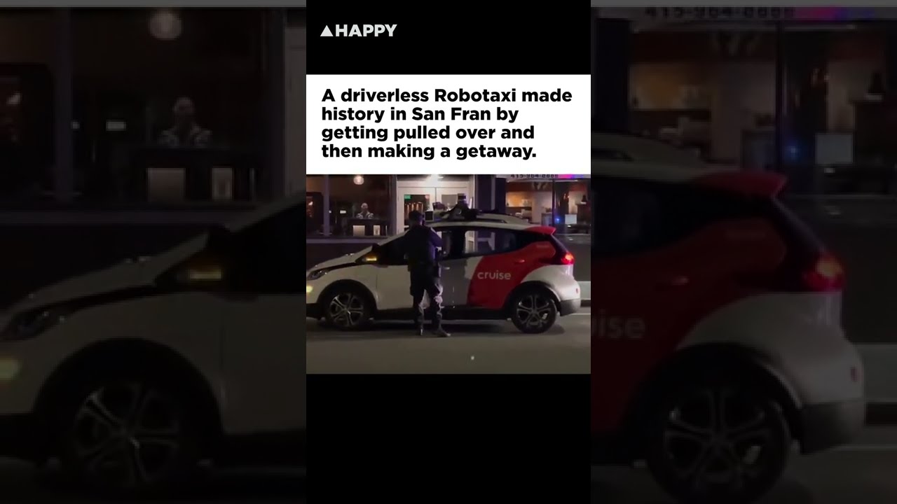 This driverless Robotaxi pulled over by cops tried to make a getaway