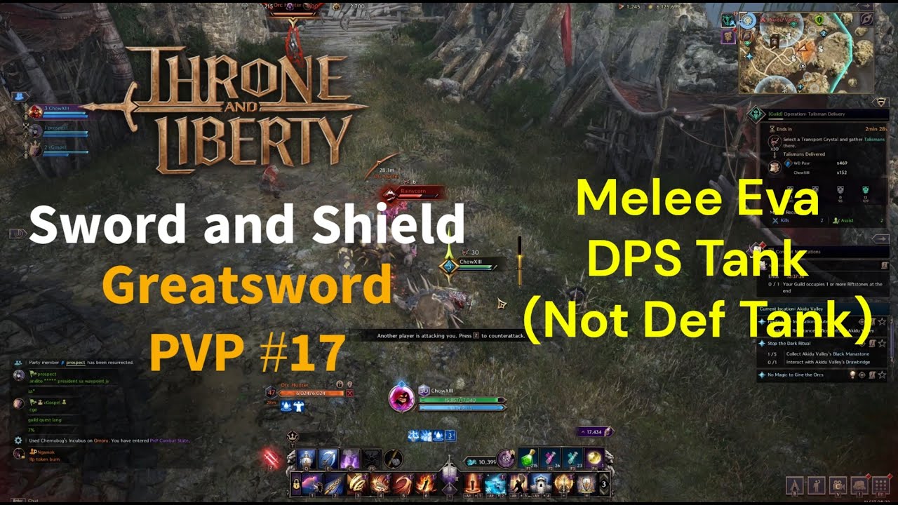 Throne and Liberty: Sword and Shield x Greatsword PVP #17 (Melee Eva/Ranged Endurance DPS Tank)