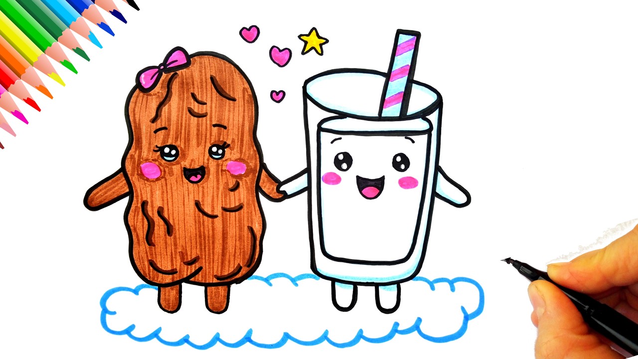 Милый рисунок финика и молока 🥛 Рисунки к Рамадану - Как нарисовать милые финики и молоко