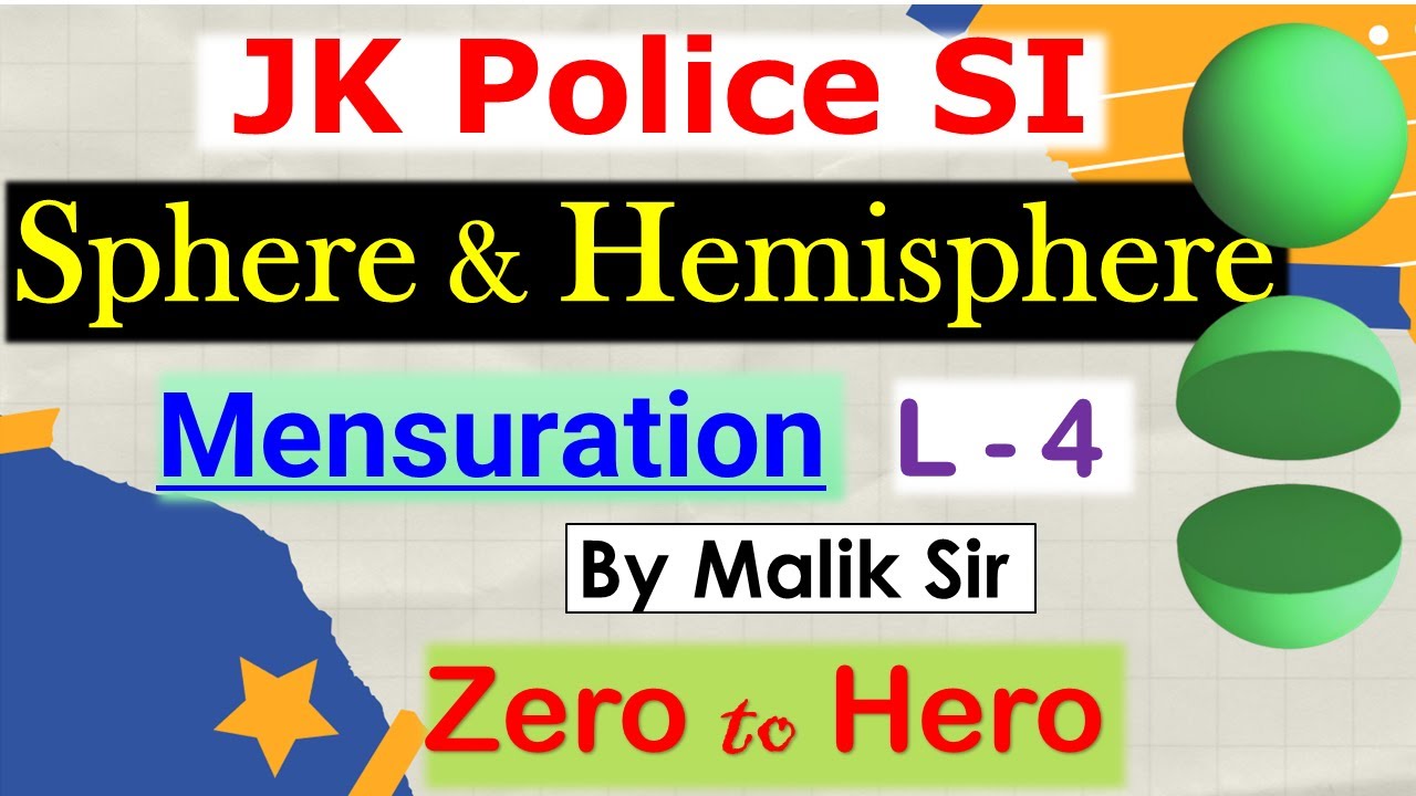 Sphere and Hemisphere | Mensuration |JK Police SI |JKSSB Forester |L 4 |Previous Paper's Questions