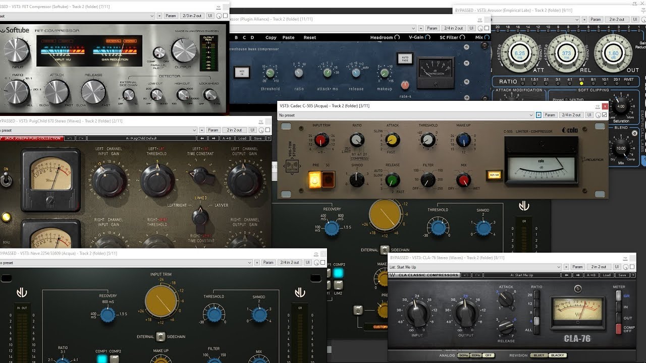 11 Compressors Shootout [Acustica audio - Waves - Softube]