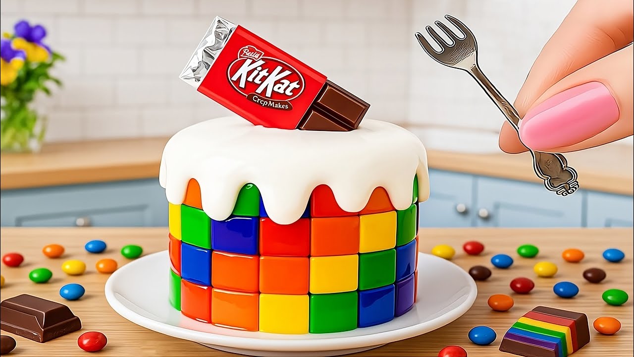 Mini Rainbow KitKat Cake 🌈🍫 | Creative & Satisfying Mini Dessert DIY