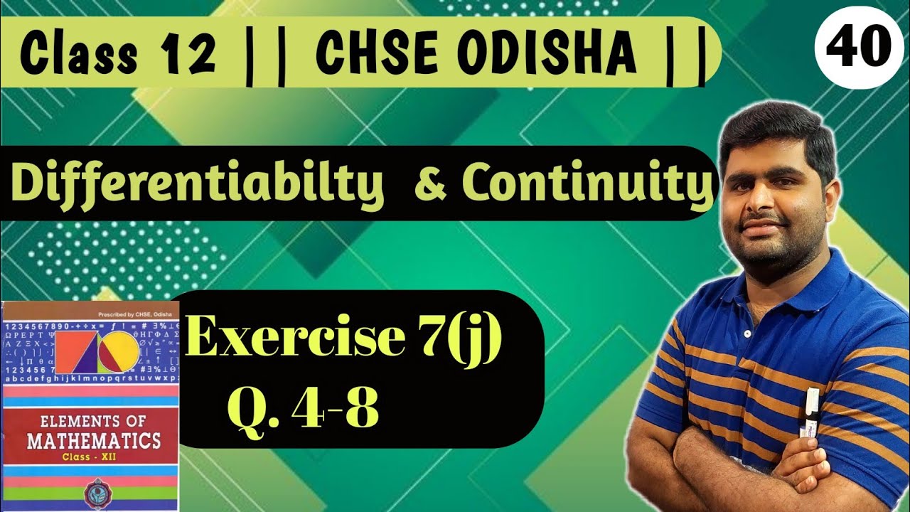 Exercise 7j || differentiability and continuity || elements of mathematics class 12 || chse odisha |