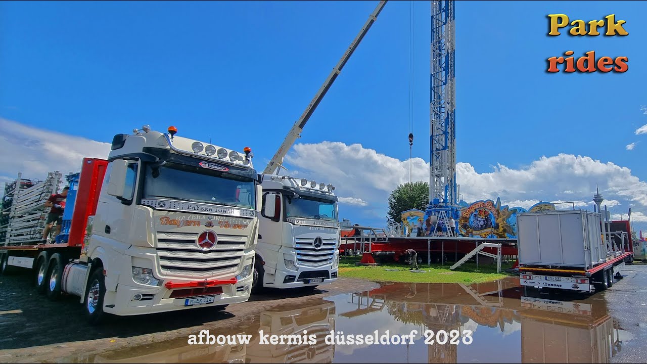 Rheinkirmes Düsseldorf Kirmes Abbauen - Afbouw 24-7-23 deel 1