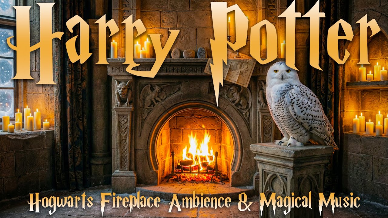 Harry Potter Fireplace Ambience 🔥 Fireside Calm Inside Hogwarts Professors’ Study | Magical Music