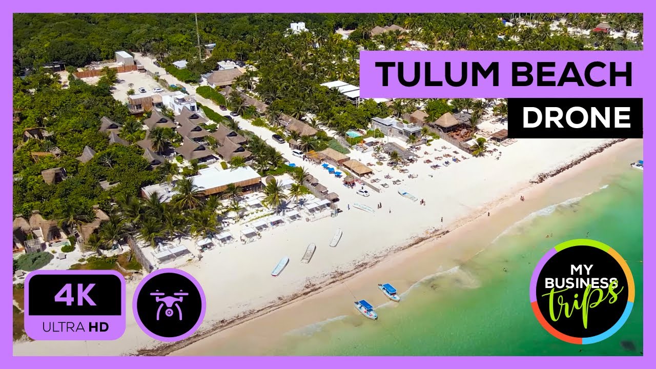 Tulum Beach, Mexico Stunning Drone View 4K 2023