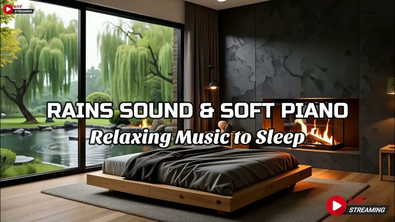 Relaxing Music for Deep Sleep, Piano Chill - Stress Relief Music with Rain Falls Outside the Window