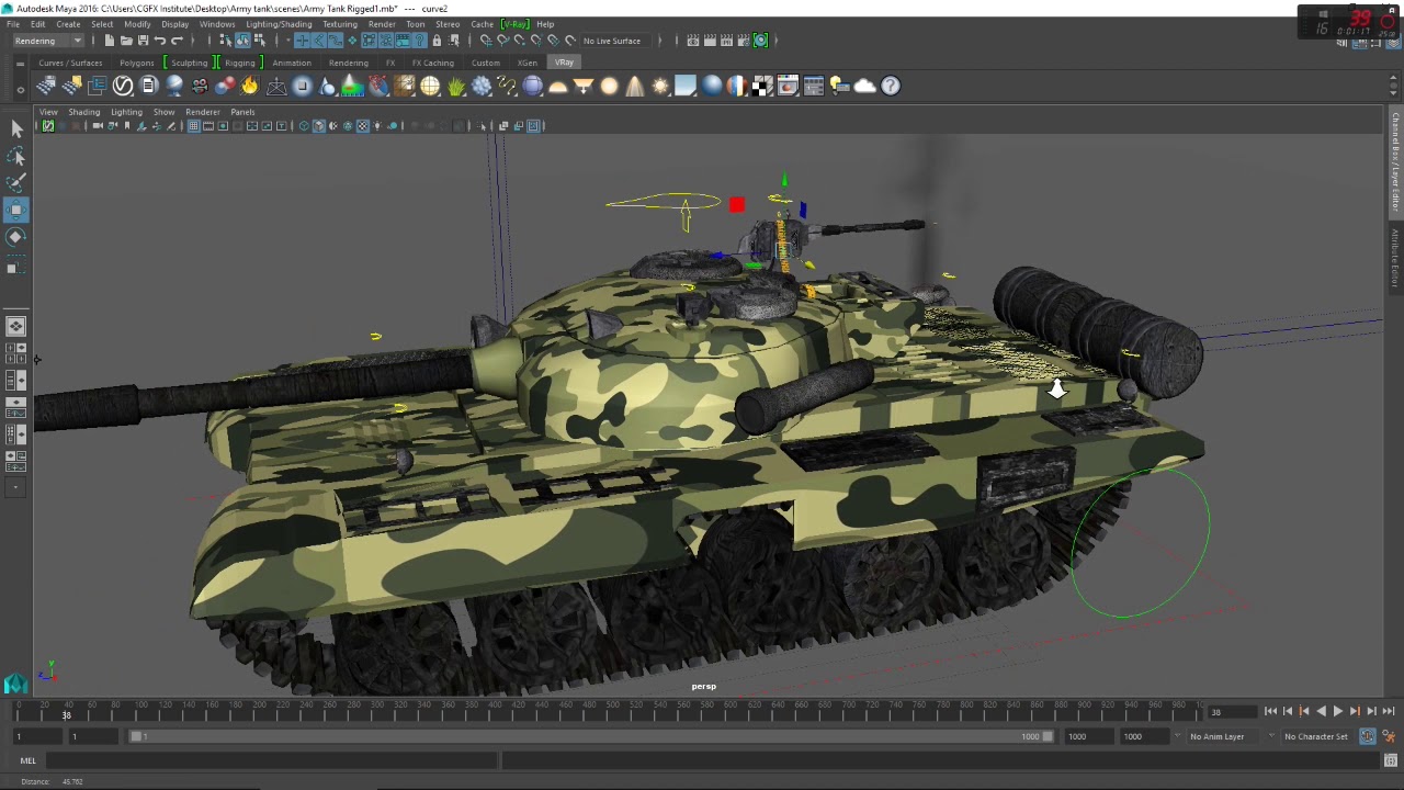 Rigged Army Tank Model - Autodesk Maya