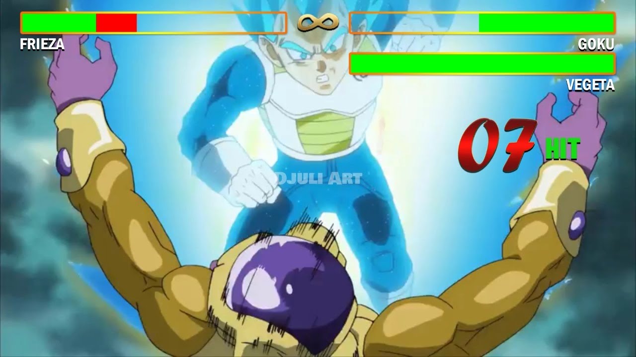 SSB Goku Vegeta VS Golden Frieza With Healthbars | Dragon Ball Super - Goku Vegeta vs Frieza