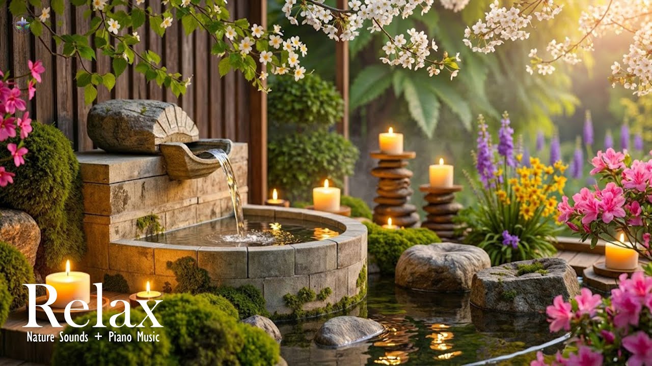 Healing Piano with Flowing Water Sounds 🌿 Relieves Anxiety and Depression, Deep Healing