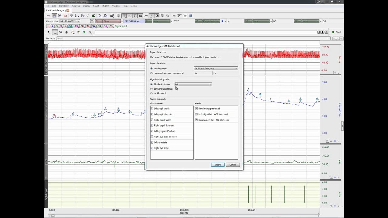 SMI BeGaze import and synchronization with BIOPAC