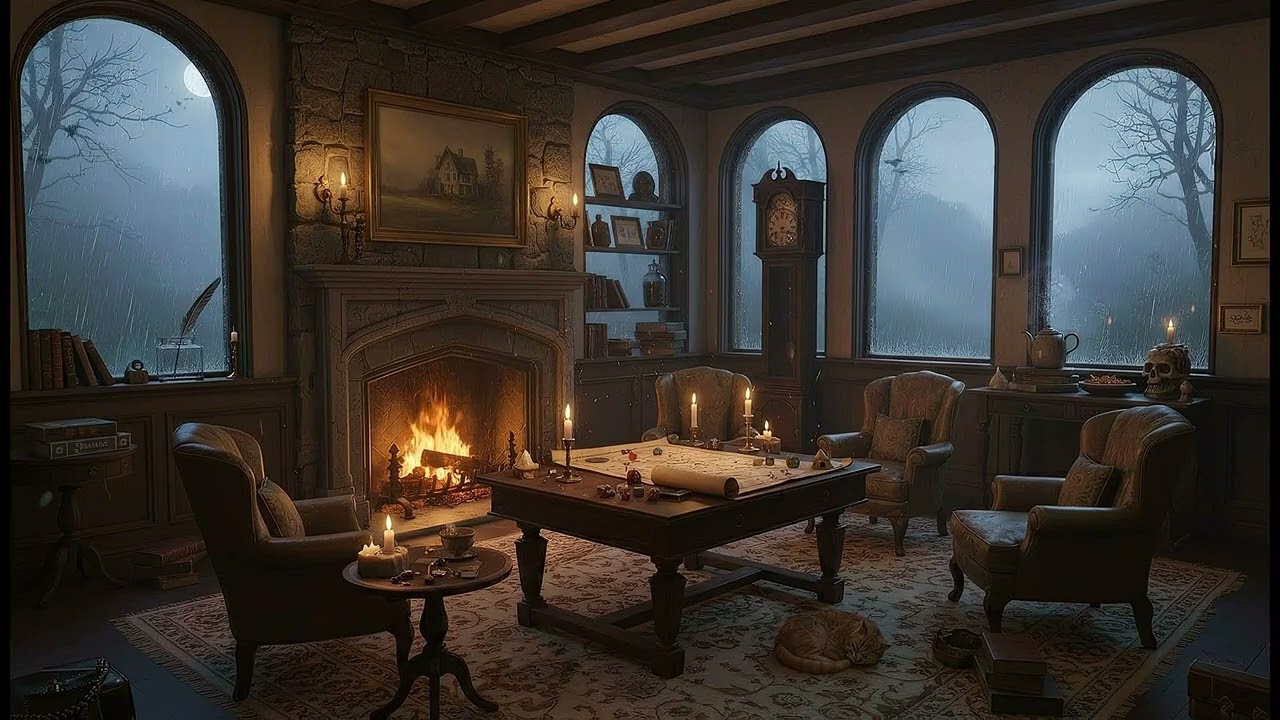 Cozy Spooky Manor Ambience for Focus & Board Game Night (4K)
