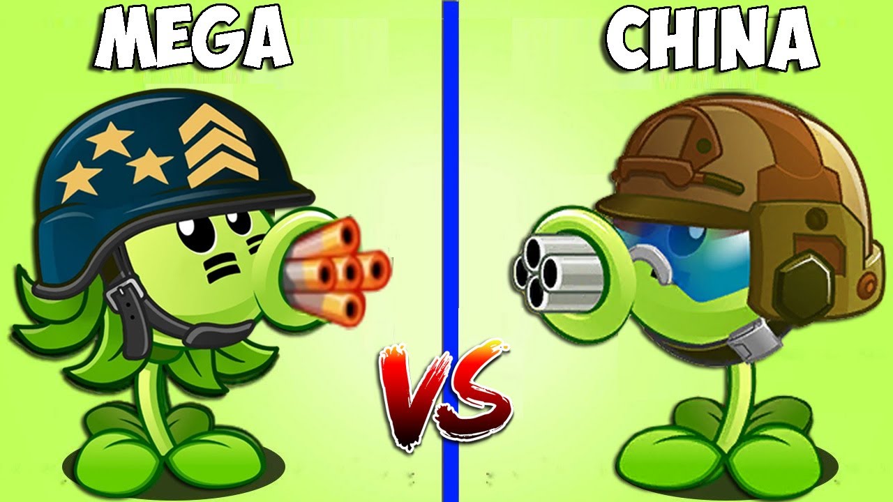 Mega Gatling Pea VS China Gatling Pea - Who Will Win? - PvZ 2 Team PEA China Vs International