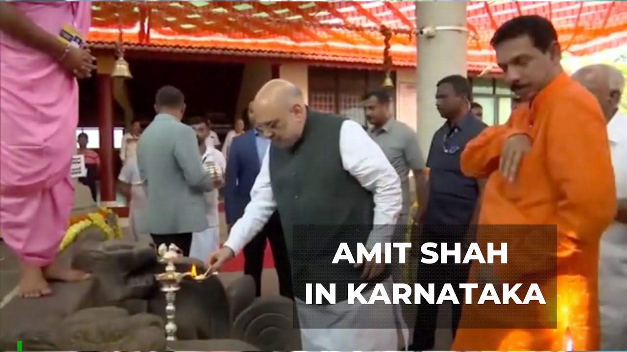 Watch: Amit Shah offers prayers at at Panchamukhi Anjaneya Temple in Puttur, Karnataka