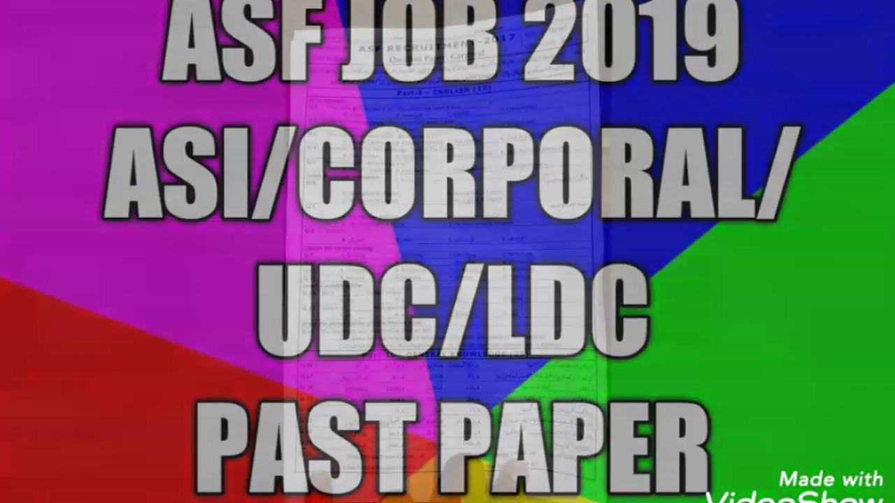 ASF Past Paper ASI Corporal UDC&LDC 2019 |Subscribe Easy Learn