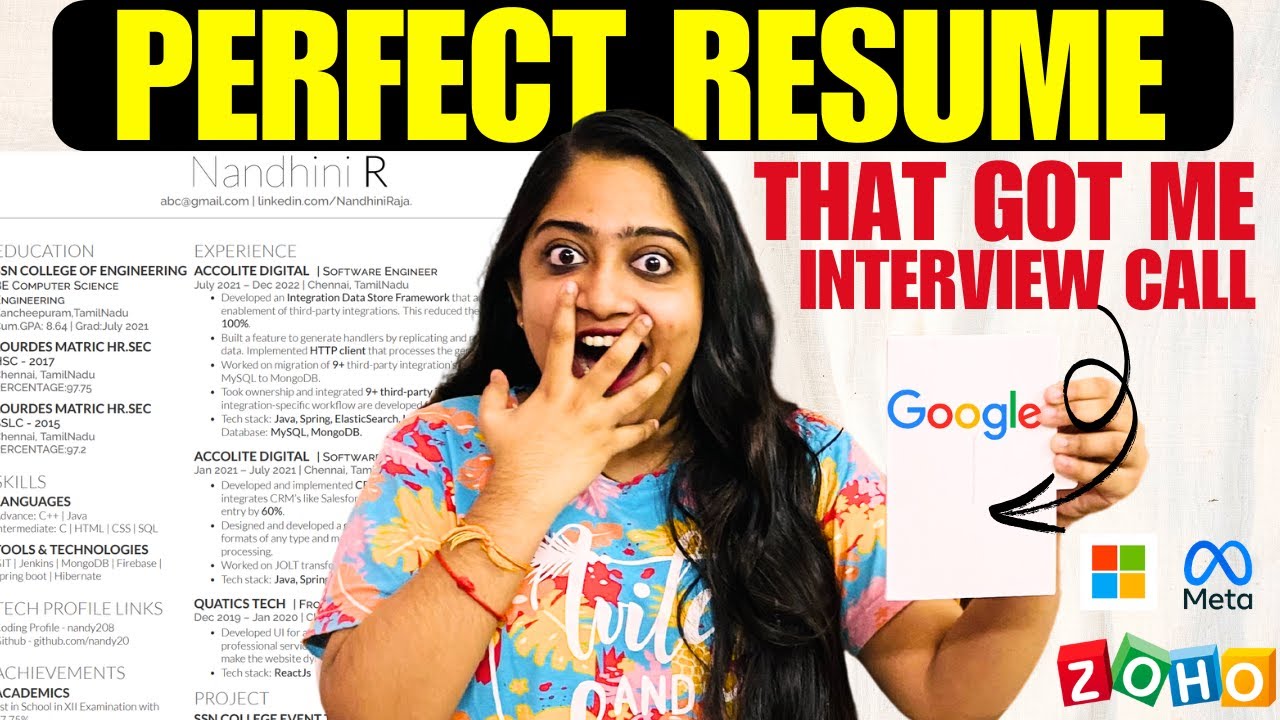 Shocking🤯Resume that got me interview call from Google😎Build Perfect Resume as FRESHERS🔴