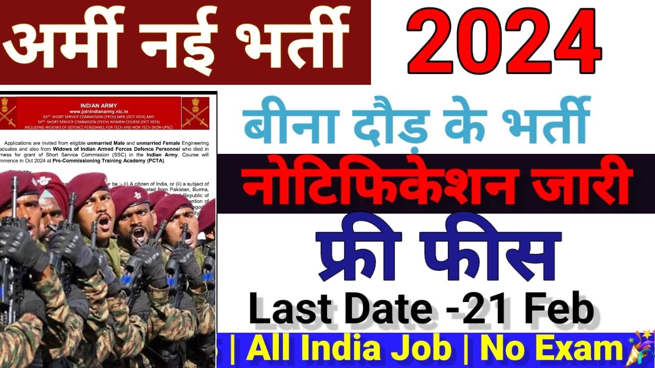 Indian Army SSC Tech 63rd & 34th Recruitment 2024 | SSC Tech Entry Online Form 2024 | Notification