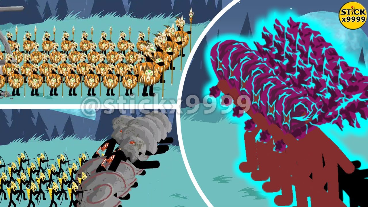 ALL SKINS OF ALL UNITS ARMY VS PUMMELER ARMY ⚔️ Stick War Legacy Mod 💥 Stickx9999