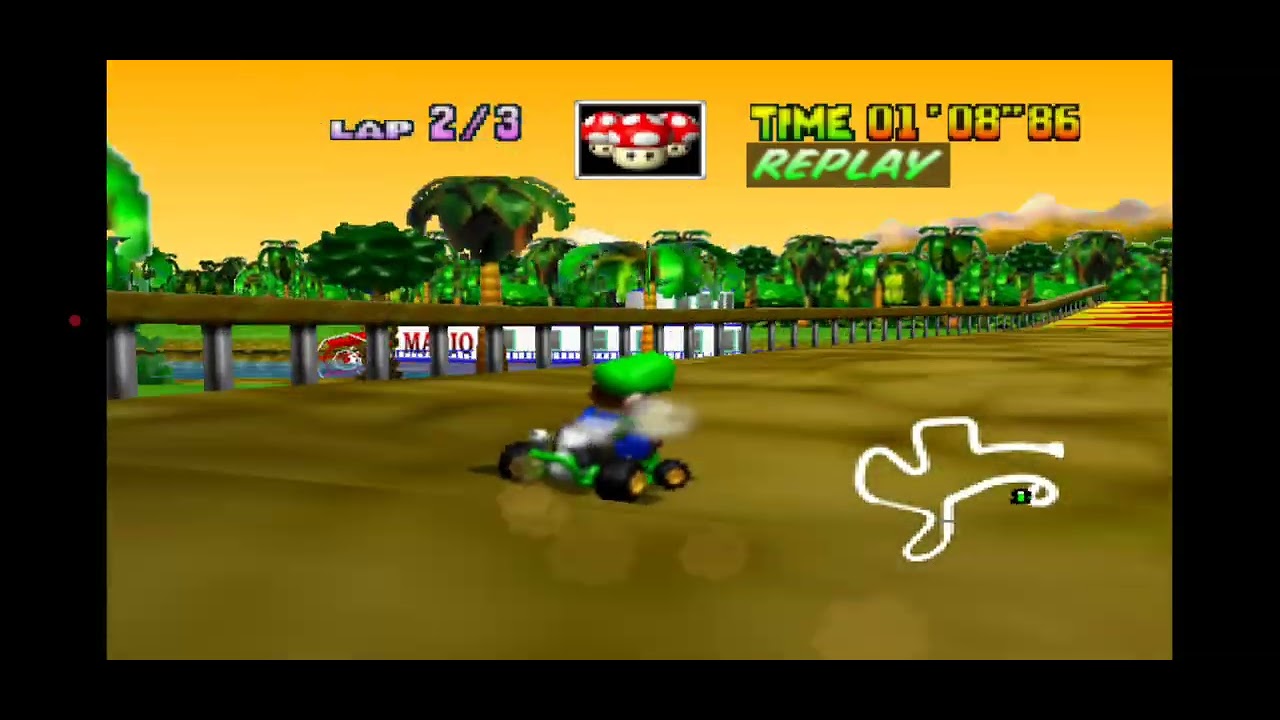 Mario Kart 64 Recepciónes - Carrera Contra Tiempo - DK's Jungle Parkway - Luigi