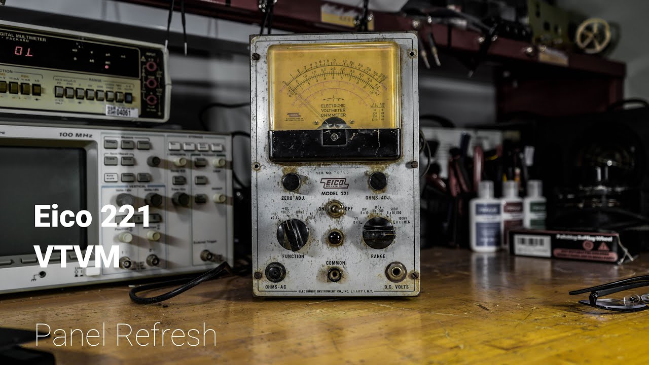 Eico 221 VTVM, panel refresh and clear plastic polish.