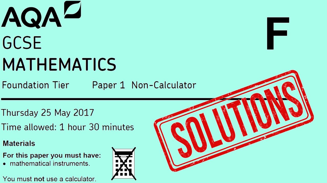AQA GCSE Maths (8300) Foundation : June 2017 Paper 1