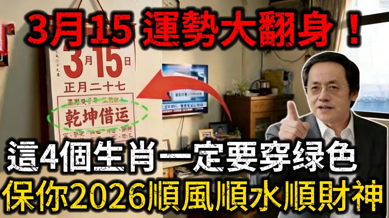 倪海廈：3月15日乾坤借運！這8大生肖千萬別穿錯顏色，穿對紅綠兩色，徹底翻身接住潑天富貴！#倪海廈 #生肖運勢 #十二属相