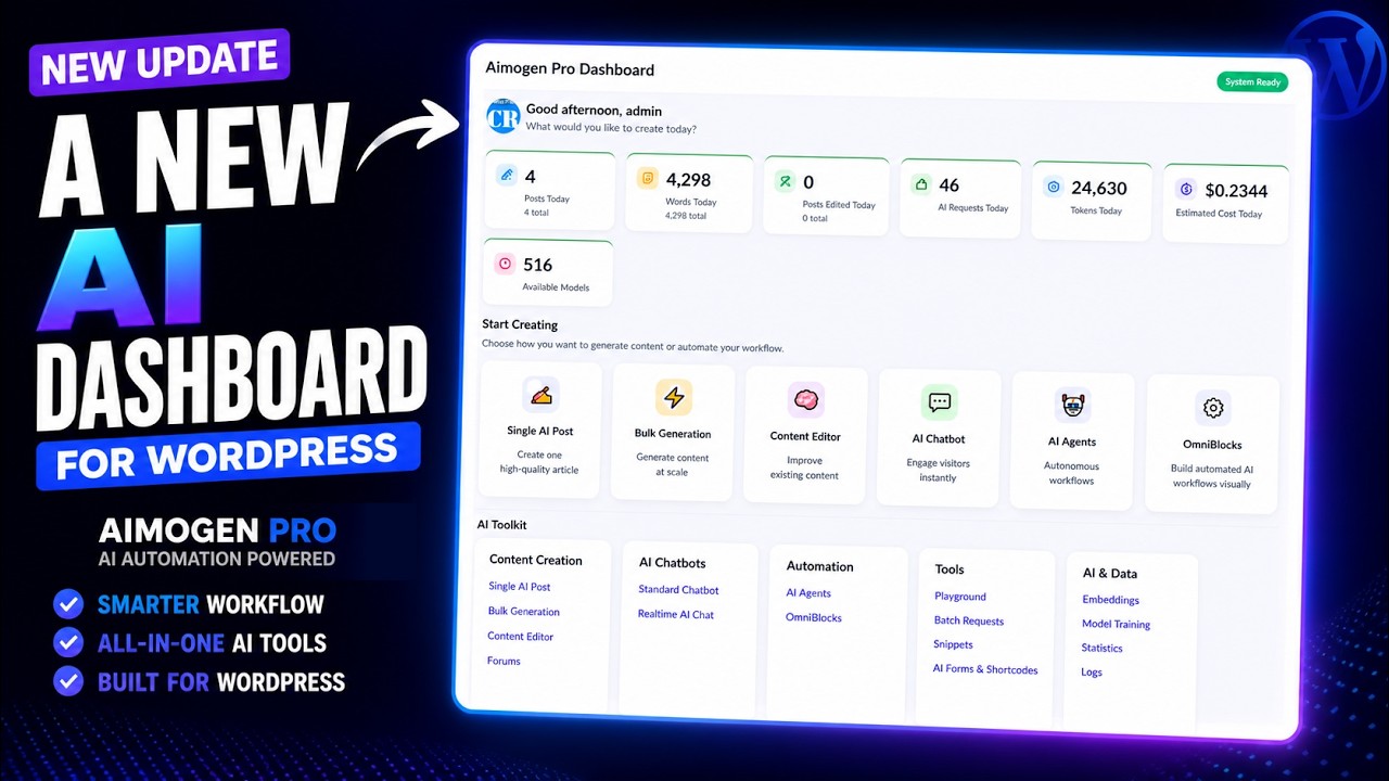Aimogen Pro Update - A New AI Dashboard For The Plugin
