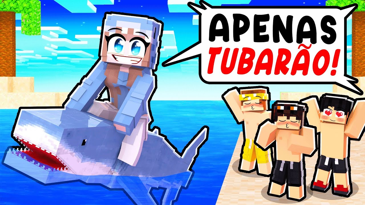 GAROTA TUBARÃO em uma ILHA de GAROTOS no MINECRAFT!