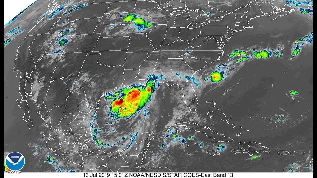 2019 Barry - 4 Kilometer Resolution Infrared Satellite Imagery Animation (HD 1280x720)