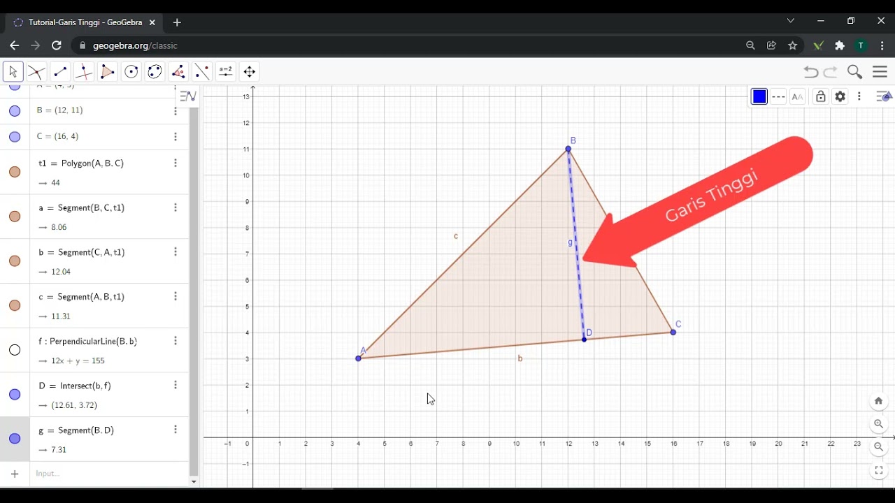 Tutorial Geogebra - Menggambar Garis Tinggi